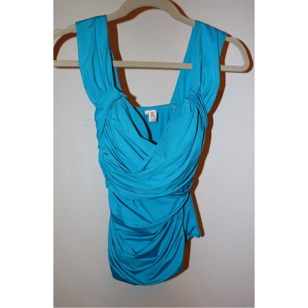 Badgley Mischka Ruched Swim Top Tankini